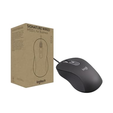 Logitech Signature Wired M520 L for Business, Optical Wired Mouse, USB-C Plug-and-Play, Windows/Mac/Chrome/PC/laptops - Graphite