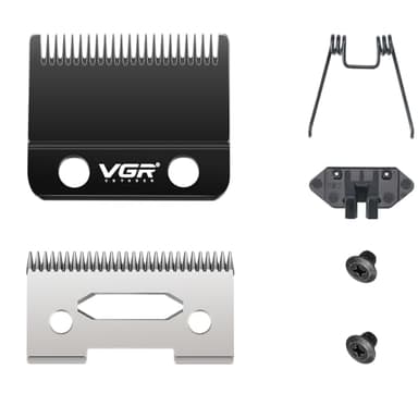 VGR 001 Clipper DLC Carbon Steel Blade Replacement, Professional Precision Ceramic Moving Clipper Blades with 2 Pairs Screws, Model Clipper with Coating Fix Blade Set