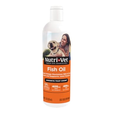 Nutri-Vet Fish Oil Supplement, Dog Fish Oil, Skin and Coat Health, Omega-3 Supplement, Supports Shiny Coat, Healthy Skin, Dog Vitamins, Puppy Essentials, Pet Wellness, Menhaden Formula, 16 oz