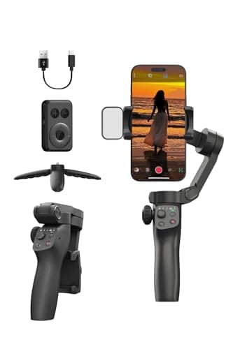 FUNSNAP Gimbal Stabilizer for iPhone, Phone Stabilizer, Portable Foldable 3-Axis Phone Gimbal with Magnetic Fill Light for Android & iPhone 17 16 15 Pro Max, Ideal for Travel Vlogging