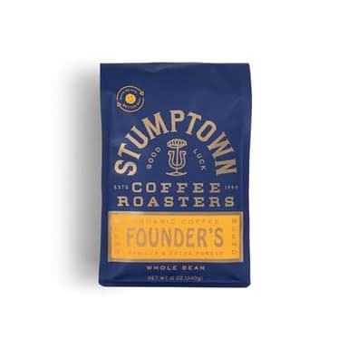 Stumptown Coffee Roasters, Founder's Blend, 100% Arabica Coffee - Organic Whole Bean Coffee, 100% Arabica Coffee - 12 Ounce Bag, Flavor Notes of Vanilla and Cocoa Powder