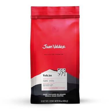 Juan Valdez Volcan Whole Bean Coffee - Dark Roast | 100% Colombian Arabica Beans | 100% Colombian Coffee with Low Acidity and Notes Of Sweet Caramel & Cocoa | 16 oz / 454 gr