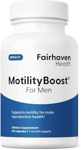 Fairhaven Health MotilityBoost for Men | Prenatal Male Fertility Supplement for Motility Strength | Pre-Conception for Him Includes L-Carnitine, Vitamin B12, B6, CoQ10 and Quercetin | 60 Capsules