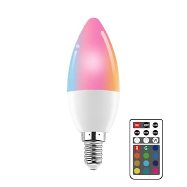XRise E12 LED Bulb 3W Color Changing Candle Light (RGB + White) 12 Colors, 6000K, Remote Control Included (1 Remote) Decorative Candle Lamp for Stage Home Decor,1 Pack