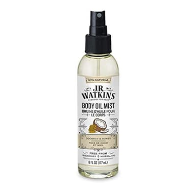 JR Watkins Natural Hydrating Body Oil Mist, Coconut Milk & Honey, Moisturizing Body Oil Spray for Glowing Skin and Cruelty Free, 6 fl oz