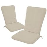 Ottowood Large Adirondack Chair Cushion Set of 2-19''x19'' Seat & 19''x28'' Back, Outdoor Rocking Chair Cushions with Waterproof, Fade-Resistant, Removable & Machine-Washable Covers, Cream
