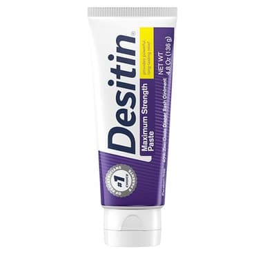 Desitin Maximum Strength Baby Diaper Rash Cream, 40% Zinc Oxide, Hypoallergenic No Added Parabens & Dyes, Protects & Relieves Baby’s Skin for Up to 12 Hours, Prevents Diaper Rash, 4.8 oz Tube