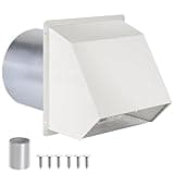 10 Inch Hooded Wall Vent with Screen and Damper, Outdoor Wall Exhaust Vent Cover Cap for Kitchen Range Hood Dryer Exterior Ventilation and Outside Air Exhaust, Galvanized Steel, White