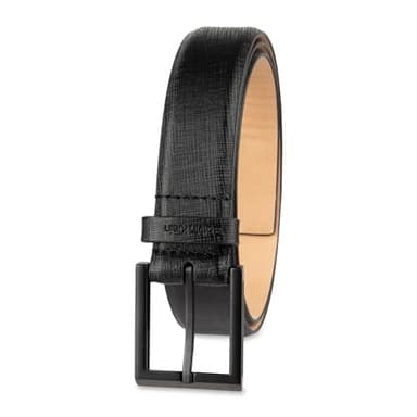 Calvin Klein Men's Saffiano Textured Dress Belt, Black, Small