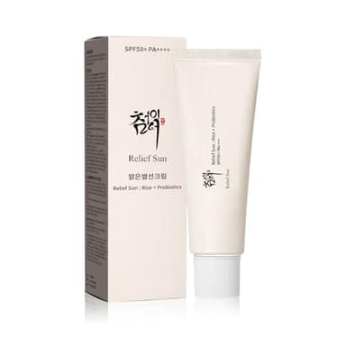 Relief Sun Organic Korean sunscreen SPF50+, PA++++ Riceand Probiotics | Korean Skin Care Solution for All Skin TypesNourishing Skin Protection and UV Def（1PCS)