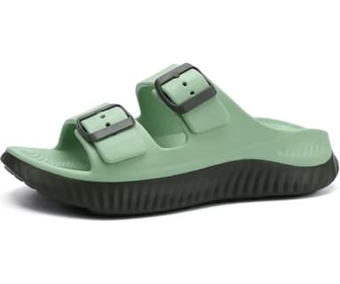 KuaiLu Womens Recovery Sandals Comfortable Plantar Fasciitis Arch Support Ladies Orthopedic Sport Slides Open Toe Slip On Thick Athletic Cushion Slippers Summer Pool Beach Sandles Olive Green Size 8