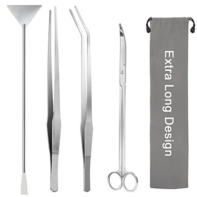 Liveek Aquarium Aquascape Tools Kit 15in, 4 in 1 Anti-Rust Aquatic Plant Aquascaping Tool Stainless Steel Tweezers Scissor Spatula for Aquarium Tank Clean Fish Tank Aquascape Accessories Set(Silver)