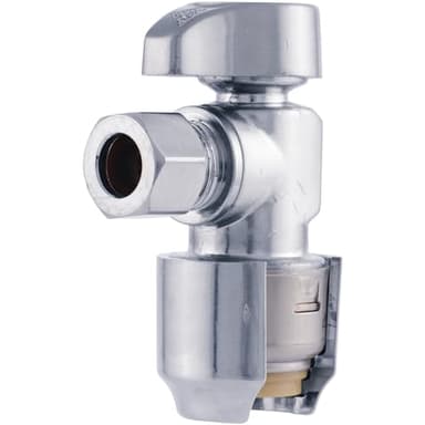SharkBite Max 1/2 x 3/8 Inch Compression Angle Stop Valve, Quarter Turn, Push to Connect Brass Plumbing Fitting, PEX Pipe, Copper, CPVC, PE-RT, HDPE, UR23036