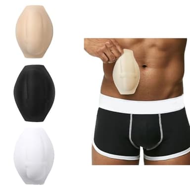 Men Sexy Bulge Enhancing Men Padded Underwear Cup Sponge Pad for Swimwear (US, Alpha, One Size, Regular, Regular, 3, 3PCS(black+skin+white))