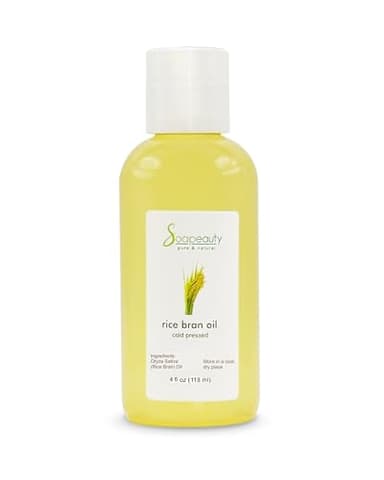 Rice Bran Oil Cold Pressed | 100% Pure & Natural Available in Bulk | Carrier for Essential Oils, Face, Hair, Nails, Skin Moisturizer, Soap Making, DIY | 4 fl oz