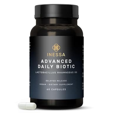 Inessa Daily Biotic - Probiotics for Women Digestive Health with Delayed Release Technology - Advanced Probiotic with 10 Billion CFU - Lactobacillus Rhamnosus Strain 60 Vegan Capsules for Men & Women
