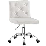PU Leather Mid-Back Armless Vanity Chair Adjustable Height 360° Rolling Swivel for Home Office Work