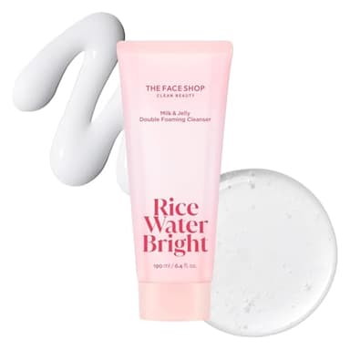 The Face Shop Rice Water Bright Milk & Jelly Double Cleanser, Double Cleansing in Half the Time, 2-in-1 Makeup Remover & Face Wash, Hydrating & Moisturizing, Korean Skin Care, Vegan, 6.4 fl. oz.