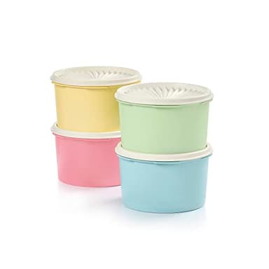 Tupperware Heritage Collection 8 Piece Food Storage Canister Set in Vintage Colors, Dishwasher Safe and BPA Free (4 Containers, 4 Lids)