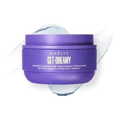 MAËLYS GET-DREAMY Overnight Toning Whip - Cellulite Cream & Skin Tightening Support with Milk Thistle + Uva-Ursi - Moisturizing Body Cream in a Whipped Texture (6.8 Fl Oz)