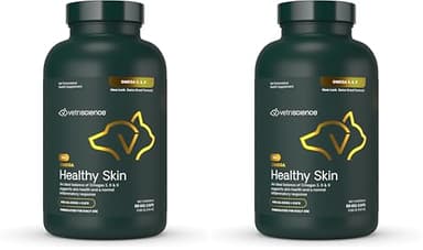 VetriScience Omega Healthy Skin Capsules, 3.6.9 Fish Oil Supplement for Dogs & Cats, Skin Health, Coat Growth, Reduce Shedding, Over 750 mg Omega Fatty Acids per Capsule, Gel Caps,90 Count(Pack of 2)