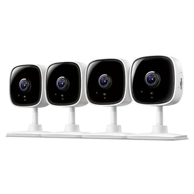 Tapo 1080P Indoor Wired Security Camera - Works as a Baby & Pet Monitor, Motion Detection, 2-Way Audio, Siren, Night Vision, Subscription-Free Local or Optional Cloud, Works with Alexa, C100(4-Pack)