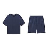Lunya Washable Silk Mens Short Pajamas Set - Soft Mens Sleepwear - Deep Blue - Medium