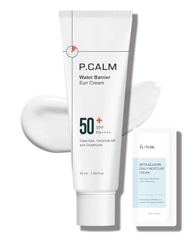 P.CALM Water Barrier Moisturizing Sun Cream Matte-Finish No White Cast SPF 50+ PA++++ Vegan Calming Moisture Daily Sunscreen for Dry Oily Sensitive Skin Korean Skincare