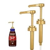 Sauce Pump Fit for Torani 64 Ounce Bottles, Syrup Pump Dispenser for Chocolate Caramel Sauces (2 Packs Gold Color)