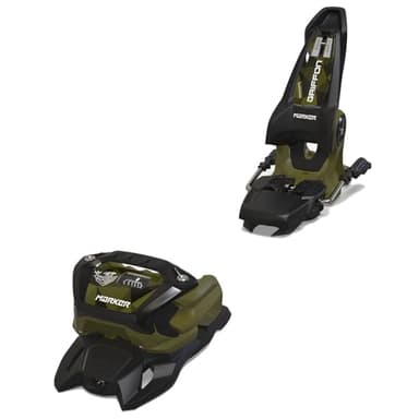 Marker Griffon 13 Ski Bindings - Unisex Adult Compact Durable Freestyle Freeride Skiing Bindings - Energy-Absorbing Retention, Universal Boot Sole Compatibility, Olive Green, 100mm