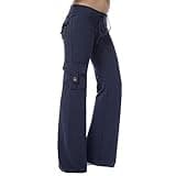 Womens Fall Fashion 2024 Palazzo Pants for Women Casual Bootcut Yoga Trousers Plus Size Wide Leg Sweatpants Dressy Drawstring Stretchy Lounge Pants with Pockets Womens Fashion Navy XL