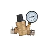 Camco Adjustable RV/Marine Brass Water Pressure Regulator | Help Stop Damage to RV/Marine Appliances, Plumbing Fixtures, and Hoses | Features Standard Garden Hose Threads for Simple Hookup | (40058)