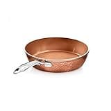 Gotham Steel Hammered Copper 12 Inch Nonstick Skillet, Aluminum, Induction Compatible, Easy Release, Even Heat Distribution