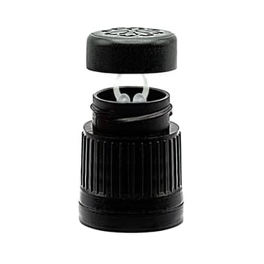 Essence Essential Oil Bottle Top with Built-in Soaking Bay | Refillable Cap for Nasal Diffuser Nose Ring | Aromatherapy Bottle Adapter for Wearable Nasal Diffuser | Made in USA | Black