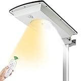 Malitupy Solar Street Lights Outdoor, Cool White/Warm White Solar Street Light Dusk to Dawn/Motion Sensor, 1300LM IP65 Waterproof with Remote, Dimmable Area Security Light for Yard Path Driveway