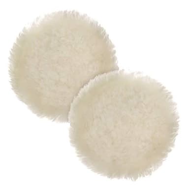 TCP Global Premium 6 Inch Wool Buffing Pads (2 Pack) - 100% Natural Wool Buffer Pads, Polishing Pad for Car Detailing - 1 Inch Thick Pile, Hook and Loop Buffing Pad for Orbital Buffer
