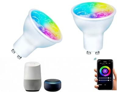 Smart Gu10 LED Bulbs Dimmable Color Changing,Gu10 RGB Bulb, WiFi & Bluetooth LED Bulb Work With Alexa Google, Adjustable 16 Million Color And Music Sync,For Living Roomn Bedroom Office Hotel Etc.2Pack