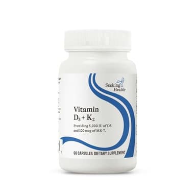 Seeking Health Vitamin D3 + K2 - Immune System & Bone Health Support with Vitamin D3 (Cholecalciferol) & Vitamin K2 (Menaquinone-7) - Vegetarian Vitamin D & K Supplement - 60 Capsules