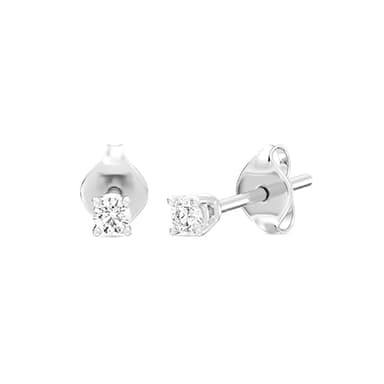 Gilded 1/10 ct. T.W. Round Lab Diamond Stud Earrings for Women | 925 Sterling Silver Studs | Hypoallergenic Fine Jewelry | 4-Prong Basket, Push Back Nut | SI1 Clarity, F Color, Round Cut