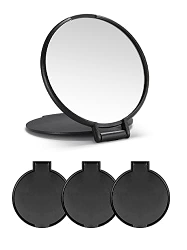 MOMIRA Compact Mirror Bulk Round Makeup Mirror for Purse, Set of 3, 2.6" L x 2.37" W (Black)