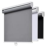 AOSKY Cordless Roller Shades Blackout Blinds for Windows Room Darkening Rolled Up Shades with Spring System, UV Protection Window Shades Door Blinds for Home and Office (23" W x 72" H, Grey)
