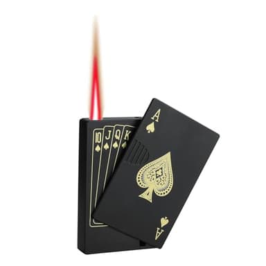 Jet Torch Lighter, Ace Card Red Flame Lighter, Metal Poker Design Windproof Refillable Butane Cool Lighter, Outdoor, Indoor, Camping, BBQ, Candle, Birthday, Gift for Men/Women (Without Gas)