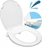 GenieBidet Toilet Seat Bidet - Round Bidet Toilet Seat with Adjustable Self-Cleaning Nozzles, Bidet Attachment, T Adapter & Bottle Bidet - Non Electric Bidet Seat for Toilet