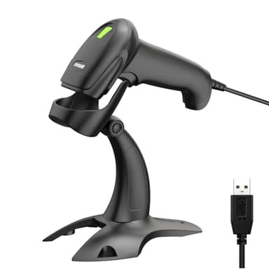 Symcode Barcode Scanner with Stand USB Wired Inventory 2D 1D QR Code Scanner with Automatic Hands-Free Scanning Barcode Reader Scanner for Computer POS MAC