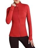 QUEENIEKE Women's Full Zip Athletic Jackets Running Workout Track Jacket Scrub Slim Fit Bbl Gym Yoga Sport Tight Long Sleeve Tops Woman Lady