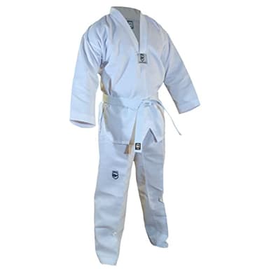 ELITE - Classic White Collar Taekwondo Uniform (TKD Dobok) Ribbed Fabric (130 (00))
