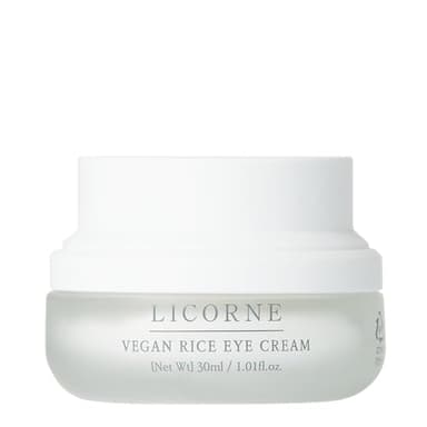 LICORNE Vegan Rice Eye Cream for Dark Circles and Puffiness - Thick Butter Texture Under Eye Care with AHA & PHA, Fragrance Free Hydration for Sensitive Skin, Large 1.01 Fl Oz (30ml)