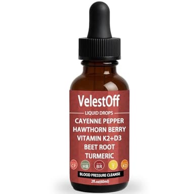Velestoff Cayenne Pepper & Cayenne Pepper Drops Liquid Supplement with Hawthorn, Beet Root, Turmeric, Vitamin K2 D3