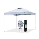 Acepic Canopy Tent,300D Silver-Coating Top,Pop Up Canopy Tent Instant Portable Shelter with 1-Button Push and Wheel Carry Bag, 8 Stakes and 4 Upgrade Heavy Duty Canopy Weights (White, 8x8)