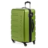 SwissGear 7366 Hardside Expandable Luggage with Spinner Wheels, Green, Checked-Medium 23-Inch